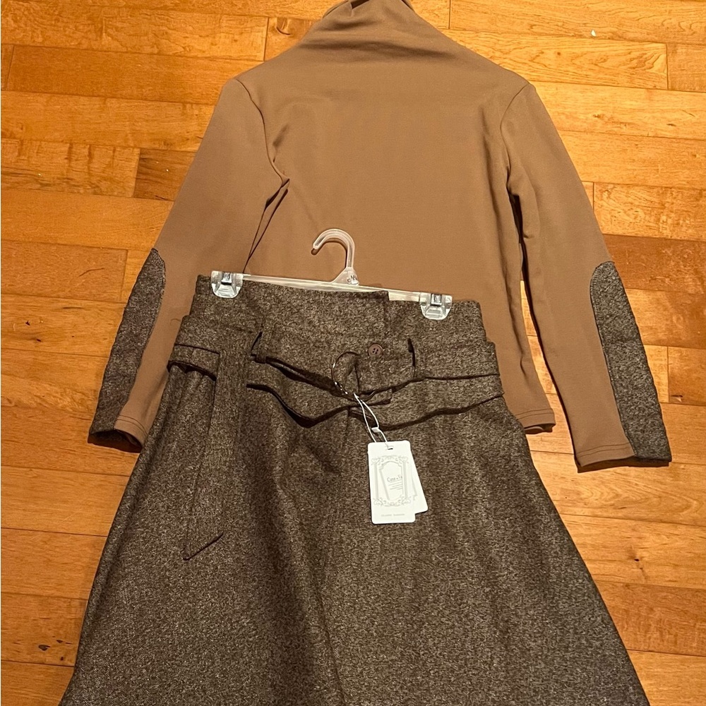 Taupe turtleneck & Skirt set